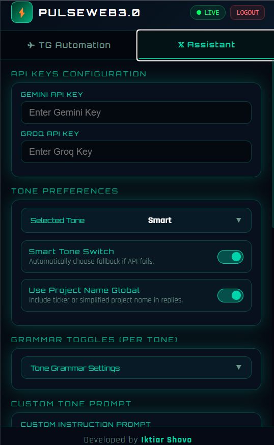 𝕏 Assistant Configuration
