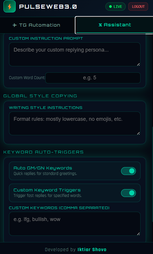 𝕏 Assistant Custom Prompts